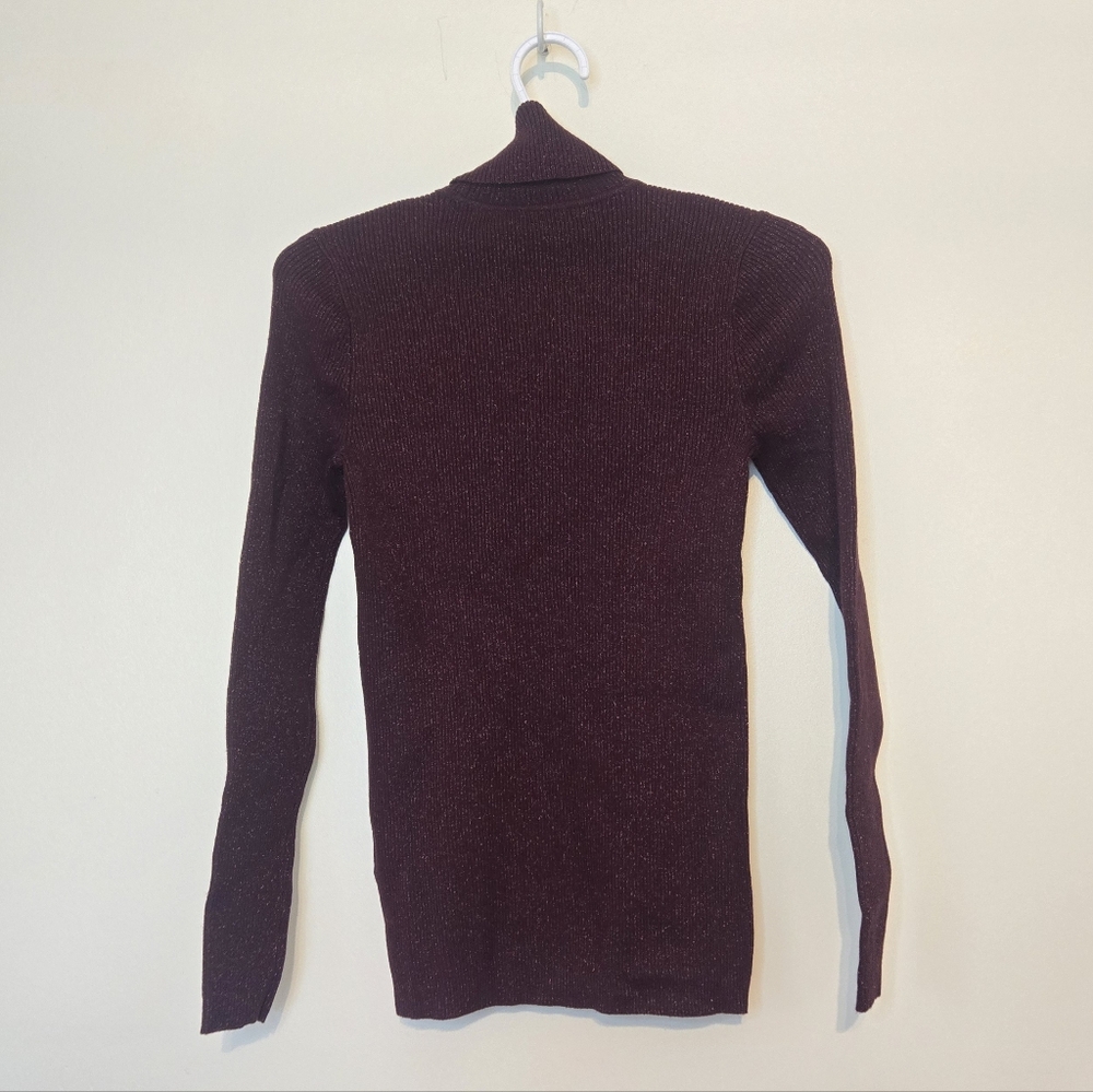 NWT Lauren Ralph Lauren Ribbed Turtle Neck Sweater In Pinot Noir Size Small - Picture 4 of 7